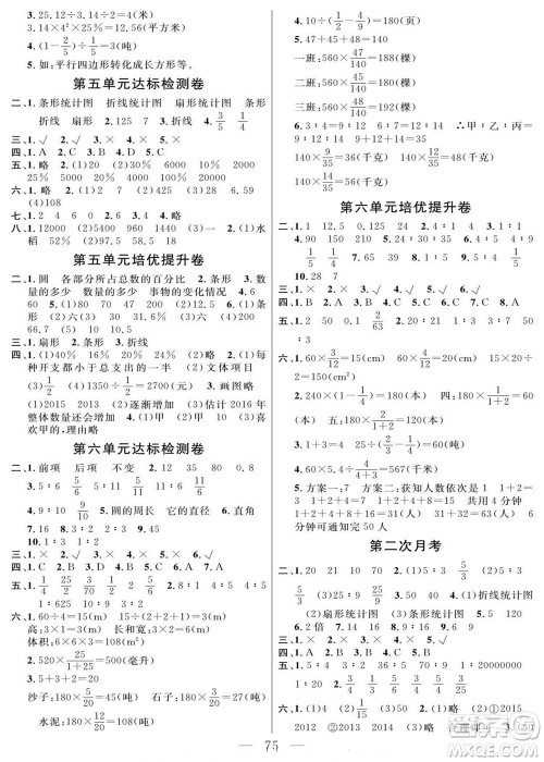 阳光出版社2022名师面对面大试卷数学六年级上册北师版答案