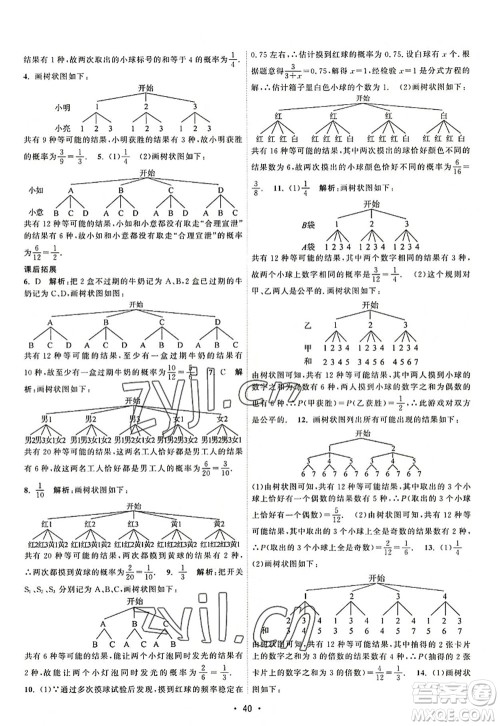 江苏人民出版社2022课时提优计划作业本九年级数学上册SK苏科版答案