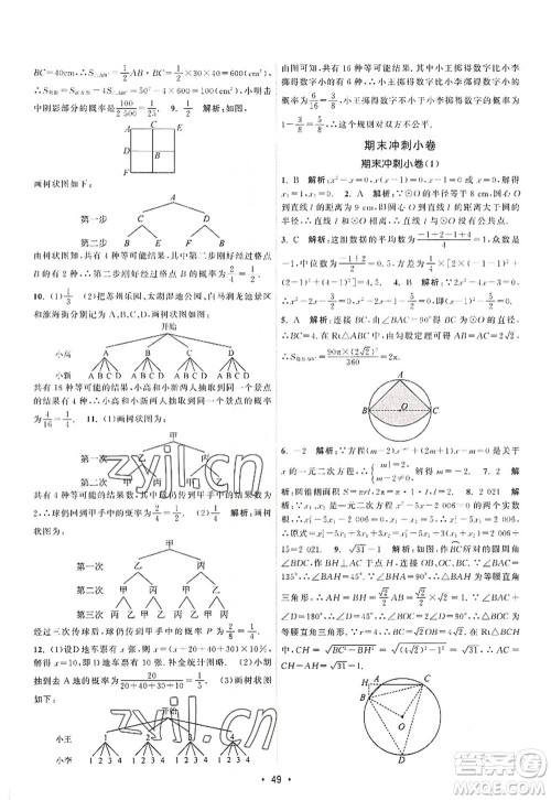 江苏人民出版社2022课时提优计划作业本九年级数学上册SK苏科版答案