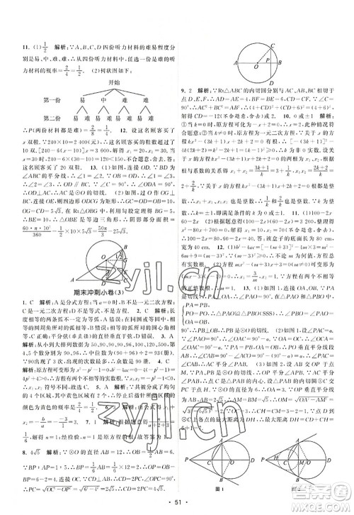 江苏人民出版社2022课时提优计划作业本九年级数学上册SK苏科版答案