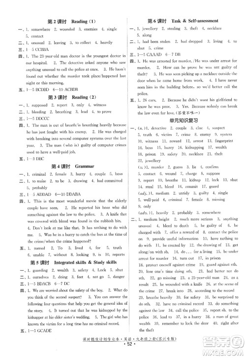 福建人民出版社2022课时提优计划作业本九年级英语上册译林版苏州专版答案 福建人民出版社2022课时提优计划作业本九年级英语上册译林版苏州专版答案
