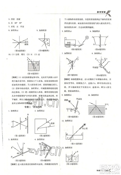 广东经济出版社2022全优点练课计划八年级物理上册RJ人教版答案