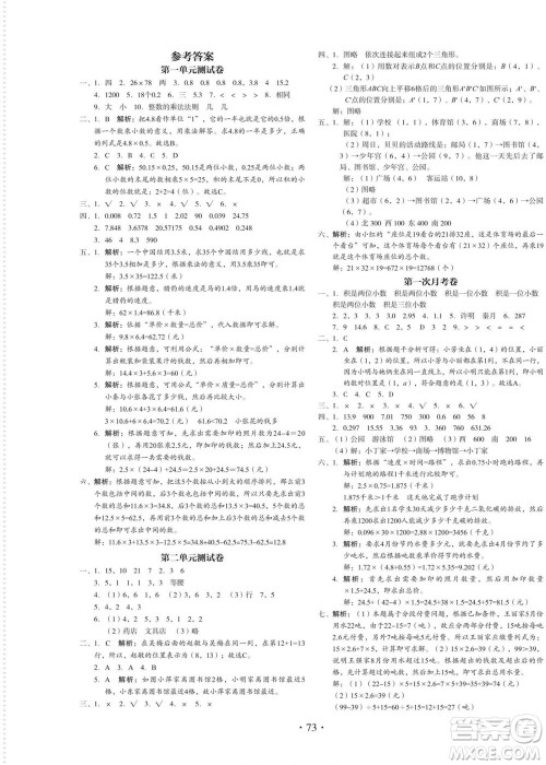 云南美术出版社2022启迪全优卷数学五年级上册人教版答案