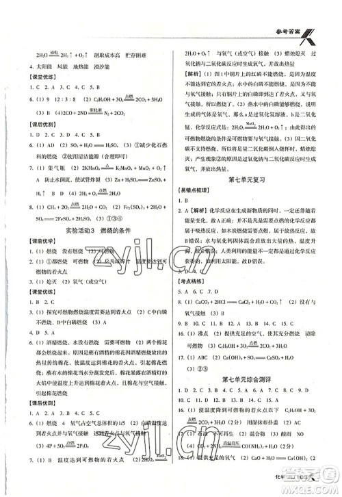 广东经济出版社2022全优点练课计划九年级化学上册RJ人教版答案