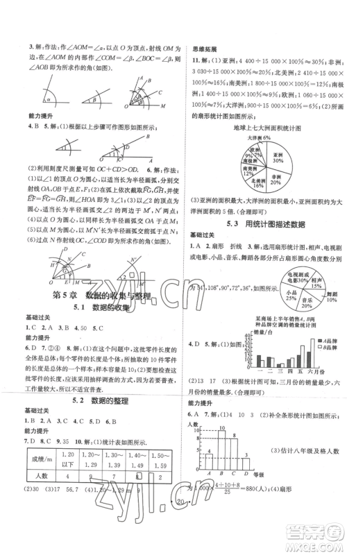 武汉出版社2022秋季名师测控七年级上册数学沪科版参考答案