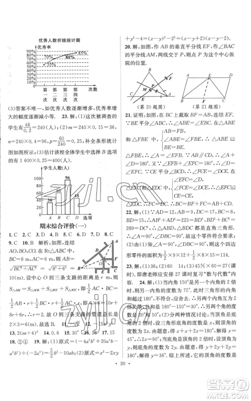 广东经济出版社2022秋季名师测控八年级上册数学华师大版参考答案 广东经济出版社2022秋季名师测控八年级上册数学华师大版参考答案