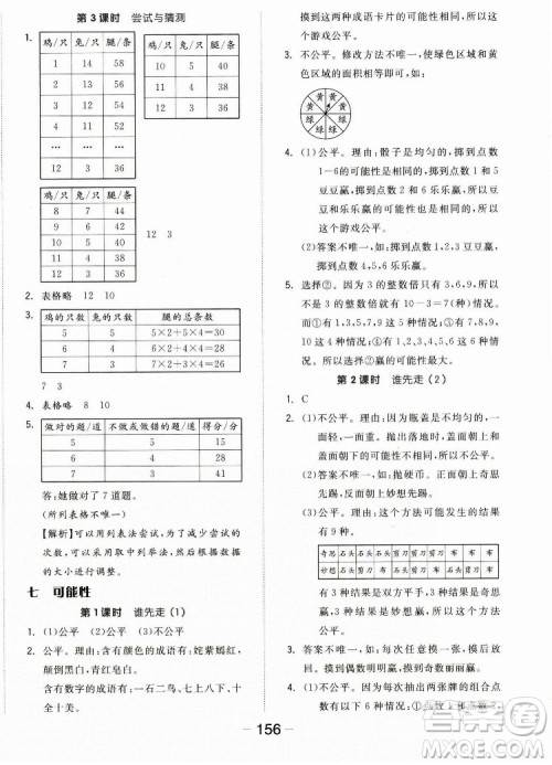 开明出版社2022全品学练考数学五年级上册北师版答案