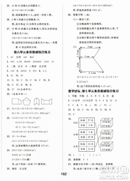 开明出版社2022全品学练考数学五年级上册北师版答案