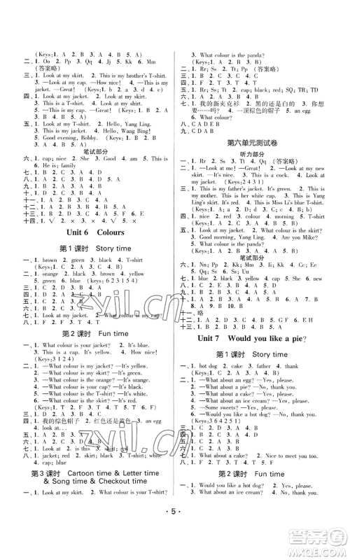 江苏凤凰美术出版社2022秋季课时金练三年级上册英语江苏版参考答案 江苏凤凰美术出版社2022秋季课时金练三年级上册英语江苏版参考答案