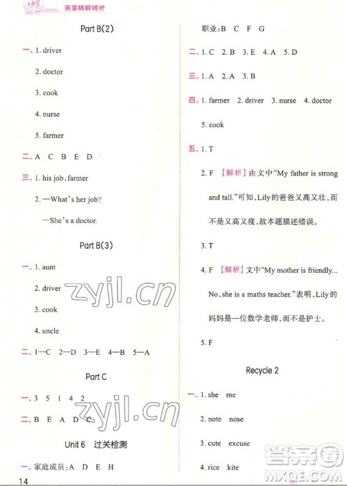 江西人民出版社2022王朝霞创维新课堂英语四年级上册人教版答案