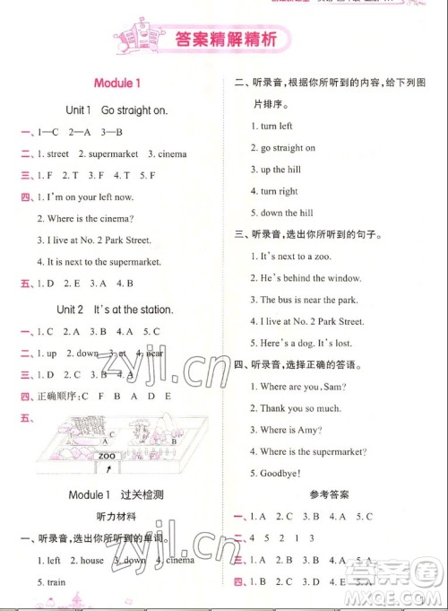 江西人民出版社2022王朝霞创维新课堂英语四年级上册WY外研版答案