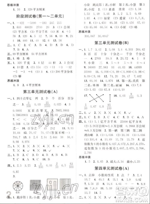 东南大学出版社2022秋江苏密卷数学五年级上册江苏版答案 东南大学出版社2022秋江苏密卷数学五年级上册江苏版答案