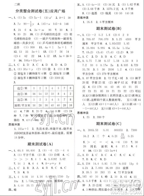 东南大学出版社2022秋江苏密卷数学五年级上册江苏版答案 东南大学出版社2022秋江苏密卷数学五年级上册江苏版答案