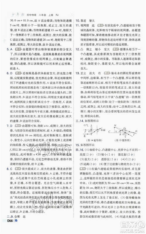 开明出版社2022秋季少年班八年级上册物理人教版参考答案 开明出版社2022秋季少年班八年级上册物理人教版参考答案