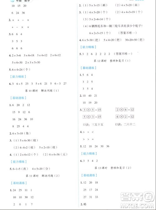 延边人民出版社2022优秀生作业本数学二年级上册人教版答案