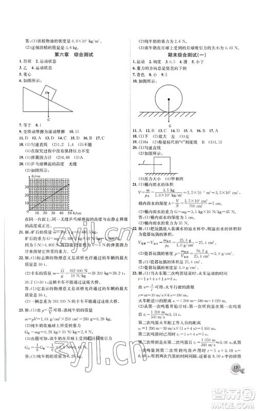 安徽大学出版社2022创新课堂创新作业本八年级上册物理沪科版参考答案