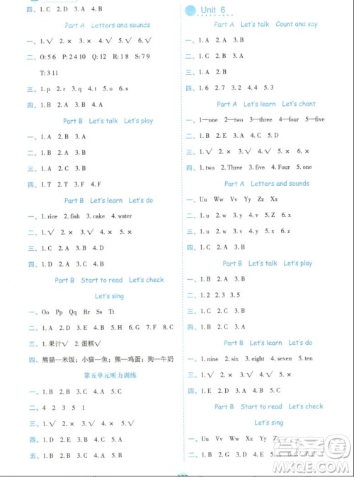 延边人民出版社2022优秀生作业本英语三年级上册人教版答案