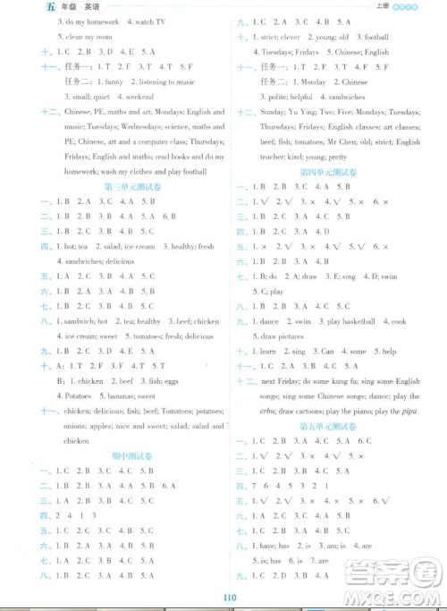 延边人民出版社2022优秀生作业本英语五年级上册人教版答案 延边人民出版社2022优秀生作业本英语五年级上册人教版答案