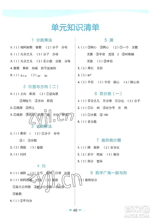 广西师范大学出版社2022课堂小作业六年级数学上册R人教版广西专版答案 广西师范大学出版社2022课堂小作业六年级数学上册R人教版广西专版答案