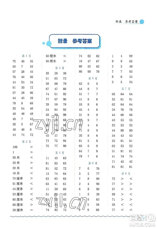 龙门书局2022黄冈小状元口算速算练习册二年级数学上册R人教版答案 龙门书局2022黄冈小状元口算速算练习册二年级数学上册R人教版答案