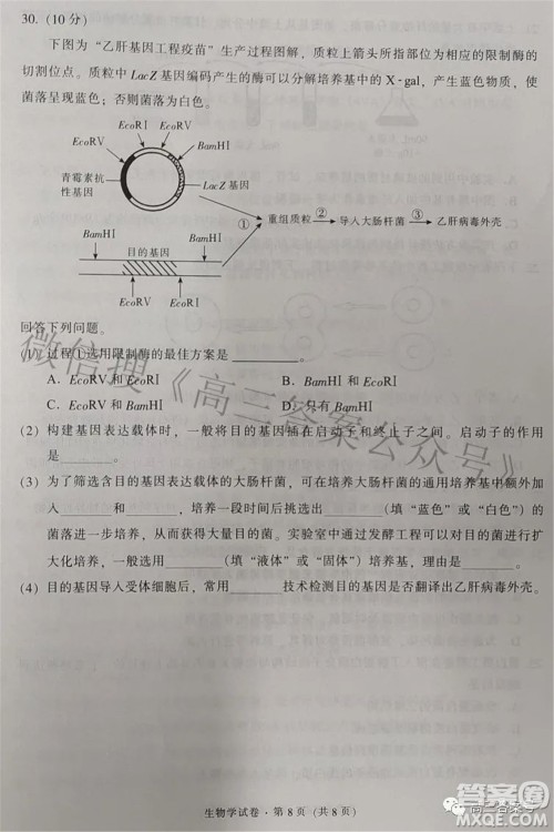 昆明市五华区2023届高三教学质量摸底检测生物学试题及答案