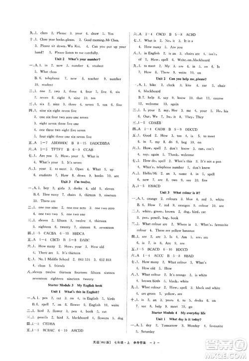 浙江工商大学出版社2022精彩练习就练这一本七年级英语上册WJ外研版答案 浙江工商大学出版社2022精彩练习就练这一本七年级英语上册WJ外研版答案
