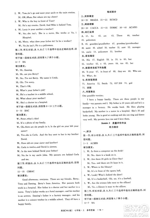 浙江工商大学出版社2022精彩练习就练这一本七年级英语上册WJ外研版答案 浙江工商大学出版社2022精彩练习就练这一本七年级英语上册WJ外研版答案