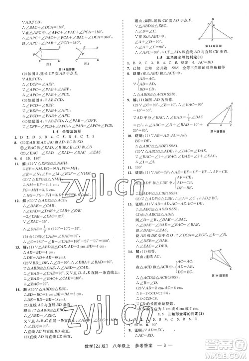 浙江工商大学出版社2022精彩练习就练这一本八年级数学上册ZJ浙教版答案 浙江工商大学出版社2022精彩练习就练这一本八年级数学上册ZJ浙教版答案