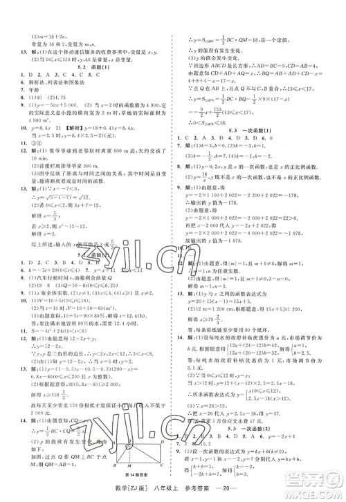 浙江工商大学出版社2022精彩练习就练这一本八年级数学上册ZJ浙教版答案 浙江工商大学出版社2022精彩练习就练这一本八年级数学上册ZJ浙教版答案