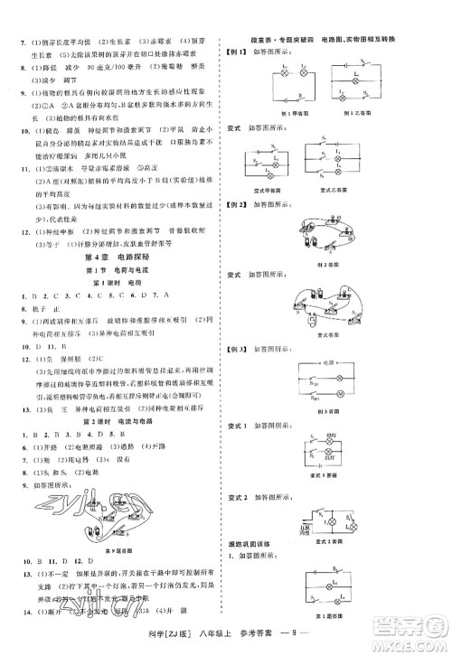 浙江工商大学出版社2022精彩练习就练这一本八年级科学上册ZJ浙教版答案 浙江工商大学出版社2022精彩练习就练这一本八年级科学上册ZJ浙教版答案