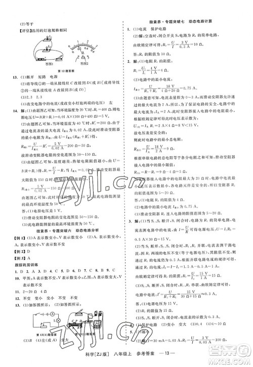 浙江工商大学出版社2022精彩练习就练这一本八年级科学上册ZJ浙教版答案
