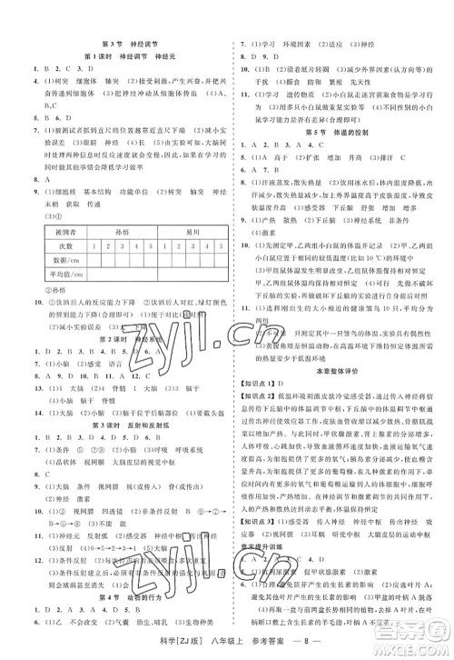 浙江工商大学出版社2022精彩练习就练这一本八年级科学上册ZJ浙教版答案 浙江工商大学出版社2022精彩练习就练这一本八年级科学上册ZJ浙教版答案
