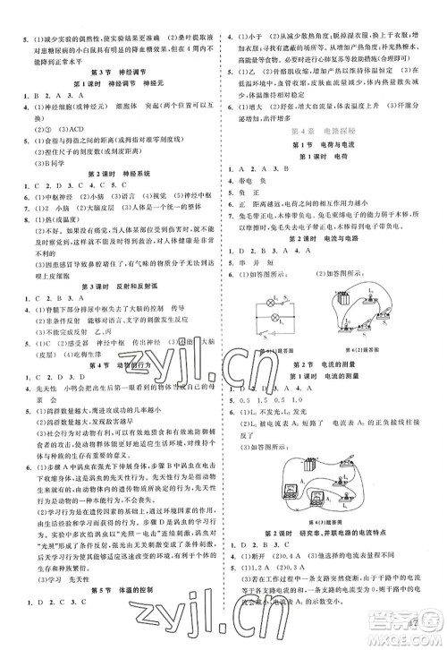 浙江工商大学出版社2022精彩练习就练这一本八年级科学上册ZJ浙教版答案 浙江工商大学出版社2022精彩练习就练这一本八年级科学上册ZJ浙教版答案