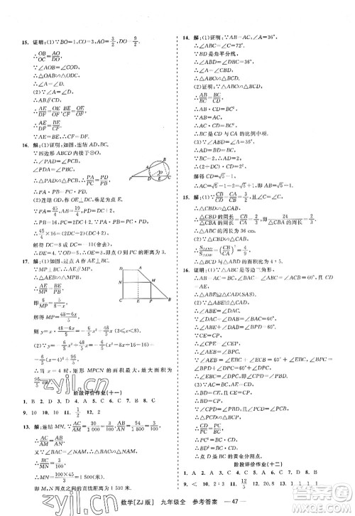 浙江工商大学出版社2022精彩练习就练这一本九年级数学全一册ZJ浙教版答案 浙江工商大学出版社2022精彩练习就练这一本九年级数学全一册ZJ浙教版答案