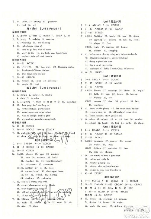 阳光出版社2022全品学练考七年级英语上册YLNJ译林牛津版徐州专版答案
