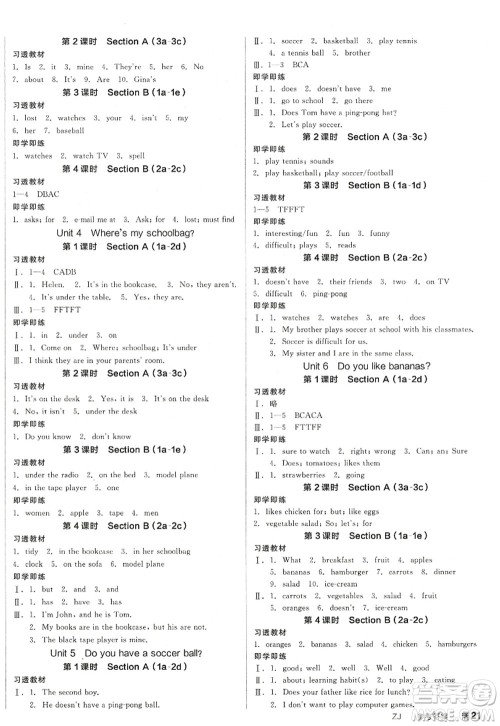 沈阳出版社2022全品学练考七年级英语上册RJ人教版浙江专版答案 沈阳出版社2022全品学练考七年级英语上册RJ人教版浙江专版答案