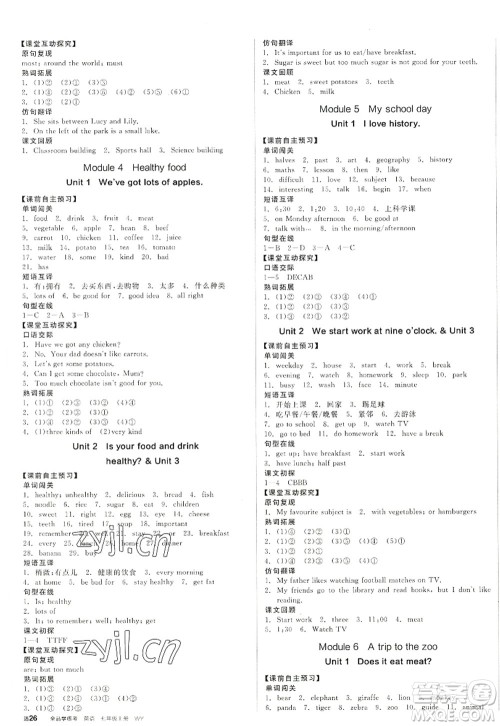 沈阳出版社2022全品学练考七年级英语上册WY外研版浙江专版答案