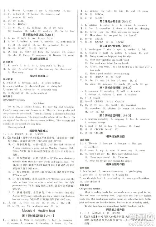 沈阳出版社2022全品学练考七年级英语上册WY外研版浙江专版答案