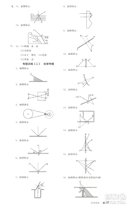 阳光出版社2022全品学练考八年级物理上册RJ人教版答案 阳光出版社2022全品学练考八年级物理上册RJ人教版答案