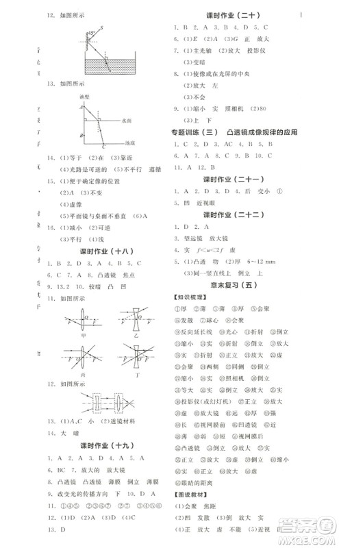 阳光出版社2022全品学练考八年级物理上册RJ人教版答案 阳光出版社2022全品学练考八年级物理上册RJ人教版答案