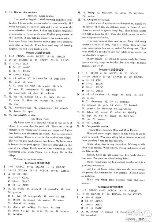 河北科学技术出版社2022全品学练考八年级英语上册WY外研版浙江专版答案 河北科学技术出版社2022全品学练考八年级英语上册WY外研版浙江专版答案