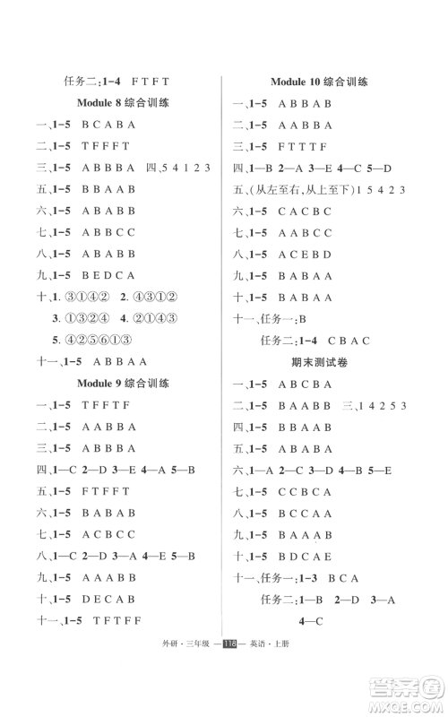 西安出版社2022秋季状元成才路创优作业100分三年级上册英语外研版参考答案 西安出版社2022秋季状元成才路创优作业100分三年级上册英语外研版参考答案