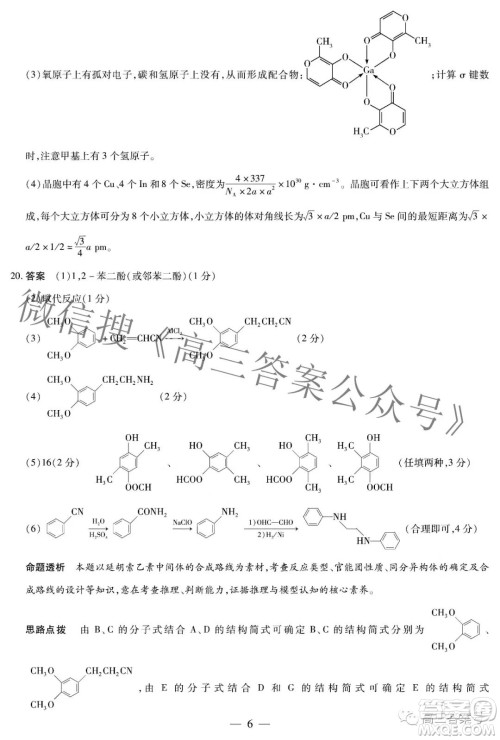 天一大联考顶尖计划2023届高中毕业班第一次考试化学试题及答案