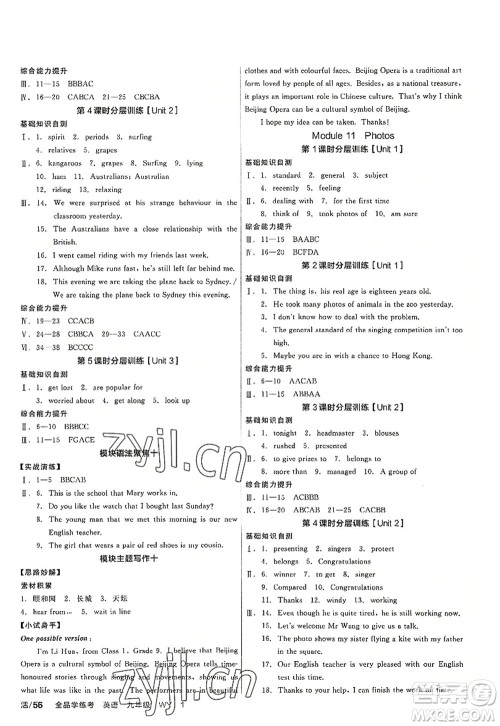 沈阳出版社2022全品学练考九年级英语全一册WY外研版广西专版答案 沈阳出版社2022全品学练考九年级英语全一册WY外研版广西专版答案