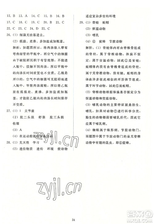 人民教育出版社2022同步轻松练习八年级生物上册人教版答案 人民教育出版社2022同步轻松练习八年级生物上册人教版答案