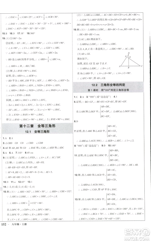 长江出版社2022秋季状元成才路创优作业八年级上册数学人教版参考答案