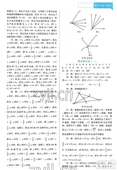 辽海出版社2022新课程数学能力培养七年级上册人教版D版大连专用答案