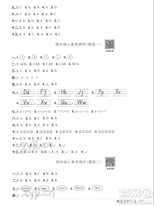 江西教育出版社2022阳光同学一线名师全优好卷英语三年级上册人教版答案 江西教育出版社2022阳光同学一线名师全优好卷英语三年级上册人教版答案