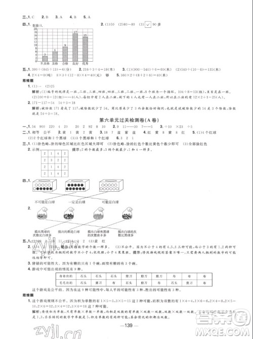 江西教育出版社2022阳光同学一线名师全优好卷数学四年级上册苏教版答案