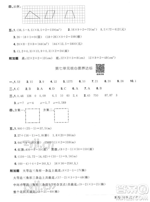 江西教育出版社2022阳光同学一线名师全优好卷数学五年级上册人教版答案